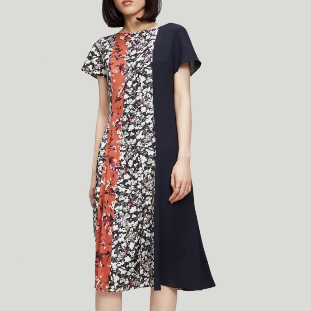 Acne Studios Jovna Floral Silk High Neck Button Back Midi Dress  - Size EU 32